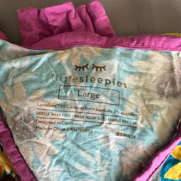 Little Sleepies Blue and Pink Sunflower Kids Pajamas - Picture 4 of 4